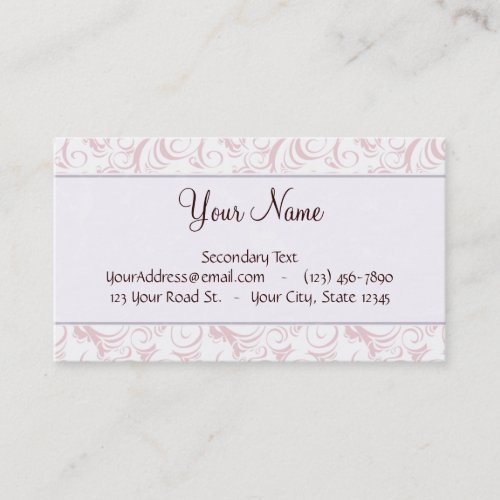 Pink Floral Wisps &amp; Stripes with Monogram Business Cards