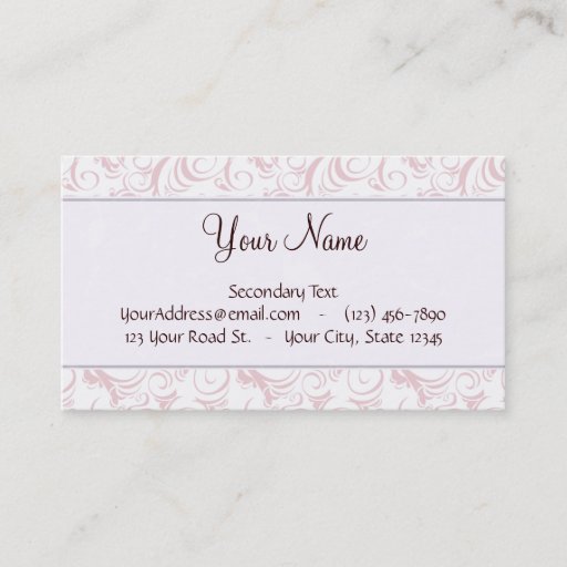 Customizable Pink Floral Wisps &amp; Stripes with Monogram Business Cards