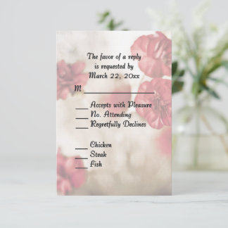 Pink Floral with Entree RSVP Card