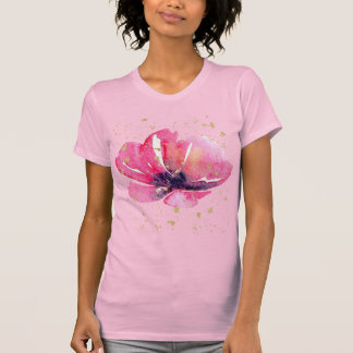 Pink Floral with Faux Gold Watercolor Feminine T-Shirt