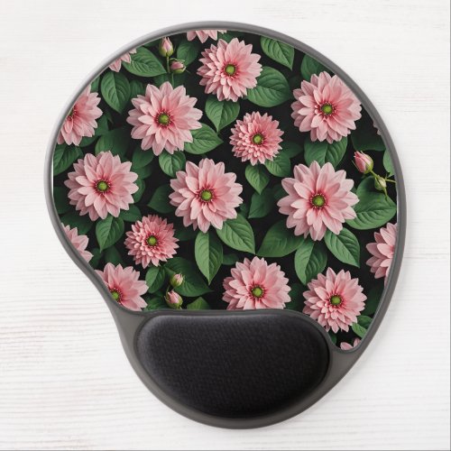 Pink floral with leaves digital art  gel mouse pad