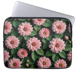 Pink floral with leaves digital art  laptop sleeve