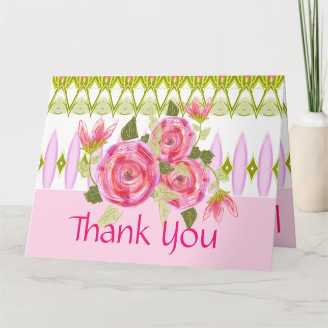 Pink Floral With Pattern Card (Front)