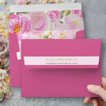 Pink Floral with Return Address Bridal Shower Envelope<br><div class="desc">Pretty pink envelope with pink and gold floral pattern inside and your name and return address on the back flap.</div>