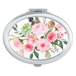 Pink Floral Women's compact mirror