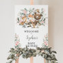 Pink Floral Woodland Animals Baby Shower Welcome Poster