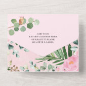 Pink Floral Woodland Animals Girl Baby Shower All In One Invitation (Back)