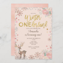 Pink Floral Woodland Deer Baby Shower Invitation