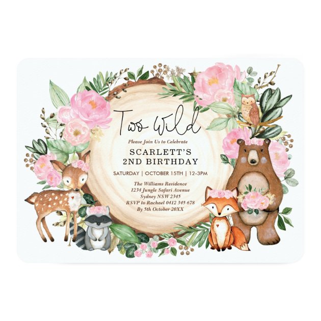 woodland girl baby shower invitations