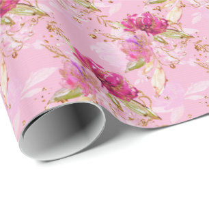 Pink floral  wrapping paper