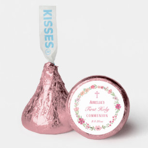 Pink Floral Wreath First Communion Hershey®'s Kisses®