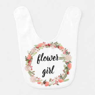 Pink Floral Wreath Flower Girl Bib