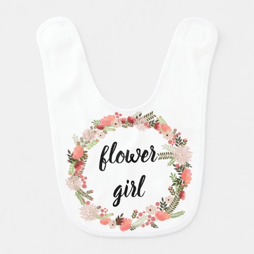 Pink Floral Wreath Flower Girl Bib