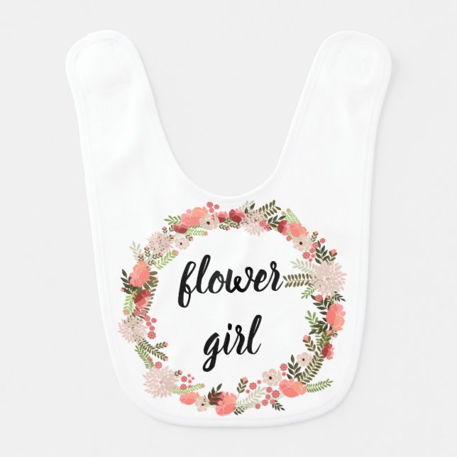 Pink Floral Wreath Flower Girl Bib (Front)
