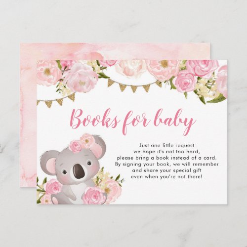 Pink Floral Wreath Koala Books For Baby Invitation Postcard