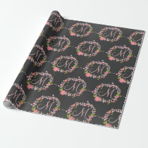 pink floral wreath monogram M Wrapping Paper