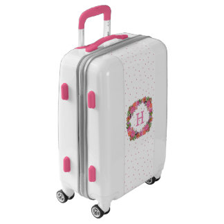 Pink Floral Wreath Monogrammed Ugo Luggage