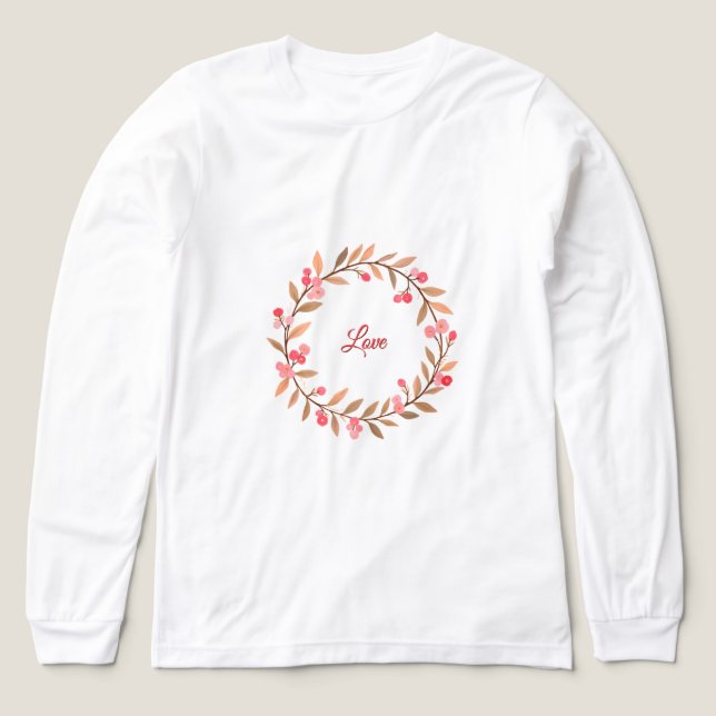 Pink Floral Wreath Simple Tri-Blend Shirt (Design Front)
