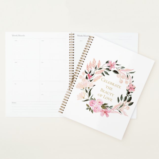 Pink Floral Wreath Spiral Notebook (Display)