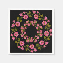 Pink Floral Wreaths | Wedding Paper Napkin