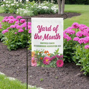 Pink Floral Yard of the Month Customized Garden Flag