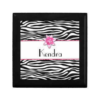 Pink floral zebra print keepsake box