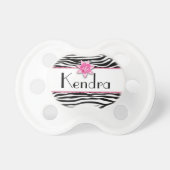 Pink floral zebra print pacifier (Front)