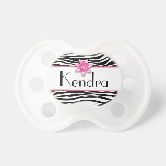 Pink floral zebra print pacifier (Front)