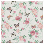 Pink Florals and Butterflies Fabric