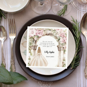 Pink florals arch dress birthday napkins