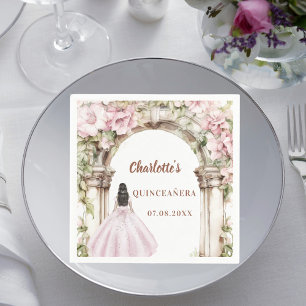 Pink florals arch dress Quinceanera luncheon Napkins