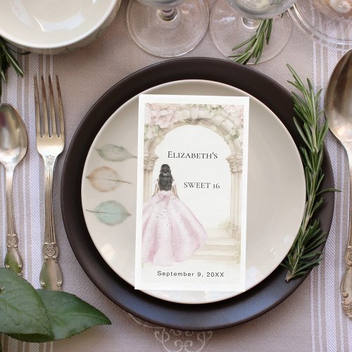 Pink florals arch dress Sweet 16 Paper Guest Towels