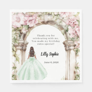 Pink florals arch green dress birthday luncheon napkins