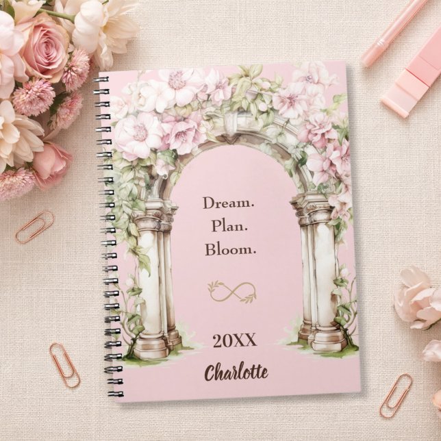 Pink florals arch inspirational quote notebook (Creator Uploaded)