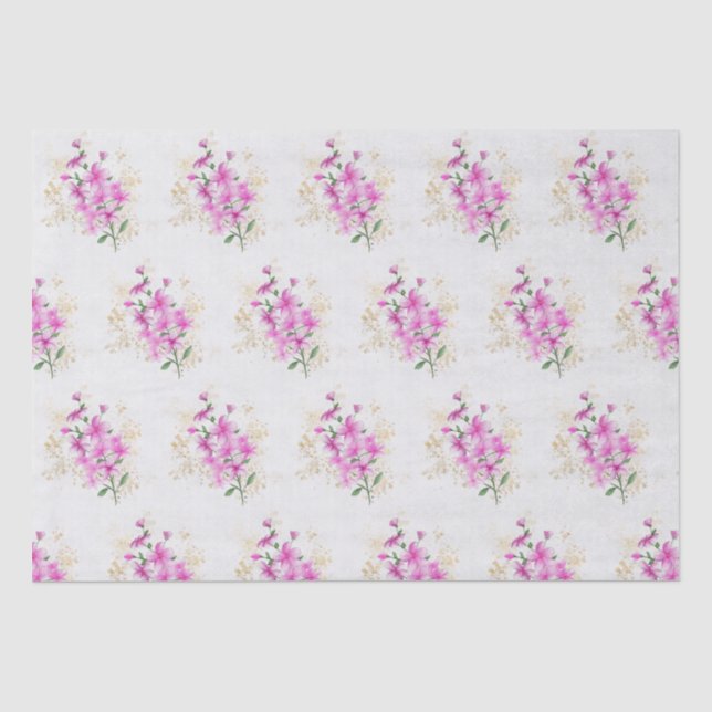 Pink Florals Gold Details | Happy Mother's Day  Tissue Paper (Front)