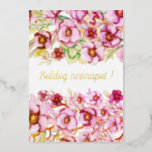 Pink florals - Hungarian name day  Foil Holiday Card