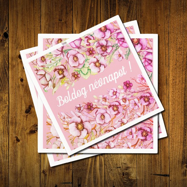 Pink florals - Hungarian name day  Napkins (Creator Uploaded)