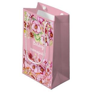 Pink florals - Hungarian name day Small Gift Bag