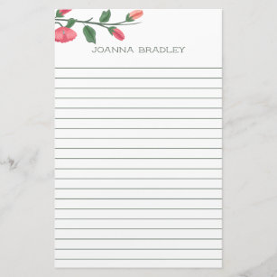 Pink Florals Lined Stationery