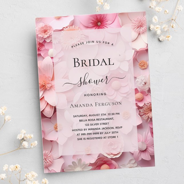 Pink florals luxury bridal shower invitation (Creator Uploaded)