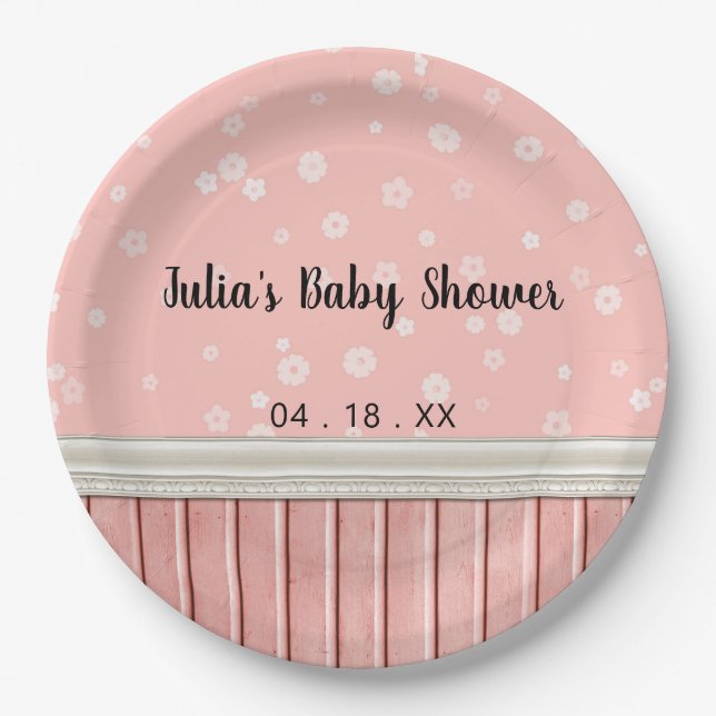 Pink Florals Paper Plates (Front)