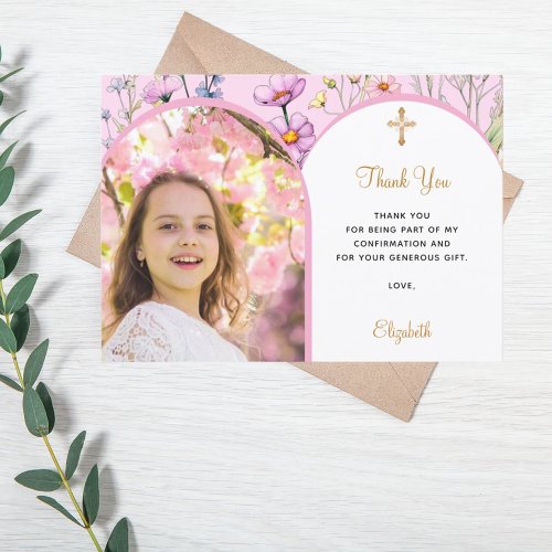 Pink florals photo arch girl cross Confirmation