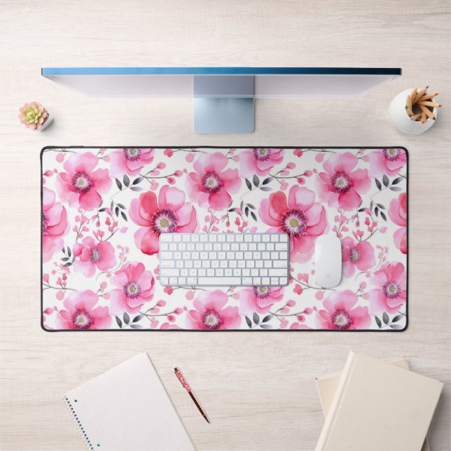 Pink Florals Seamless Flowers Pattern  Desk Mat (Office 1)