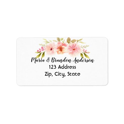 Pink florals white return address label