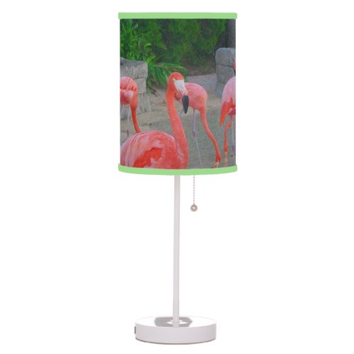 Pink Florida Flamingos Watercolor Table Lamp