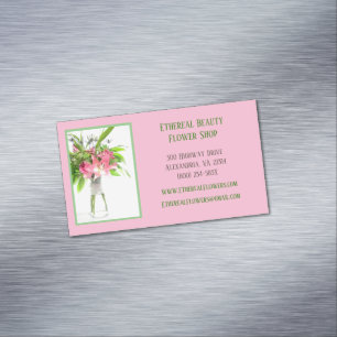 Pink Florist Business Card Magnet