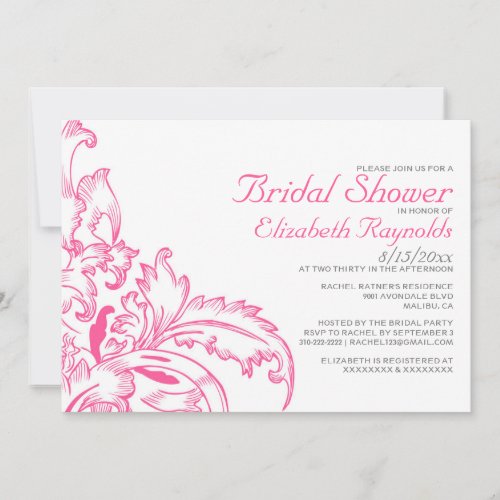 Pink Flourish Bridal Shower Invitations