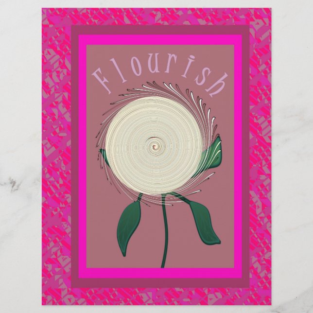 Pink Flourish Flower Bulk Scrapbook Paper Pages (Front)
