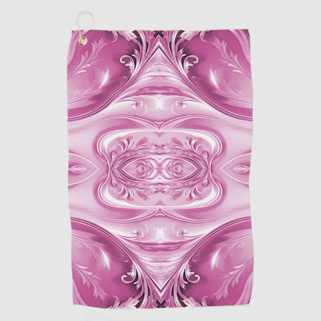 Pink Flourish Golf Towel (Front)