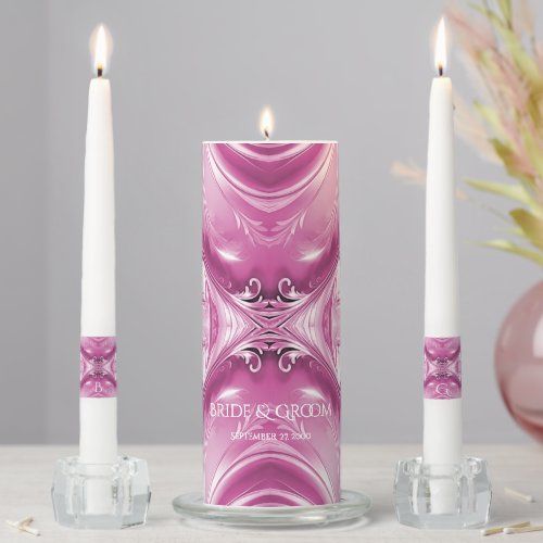 Pink Flourish Unity Candle Set